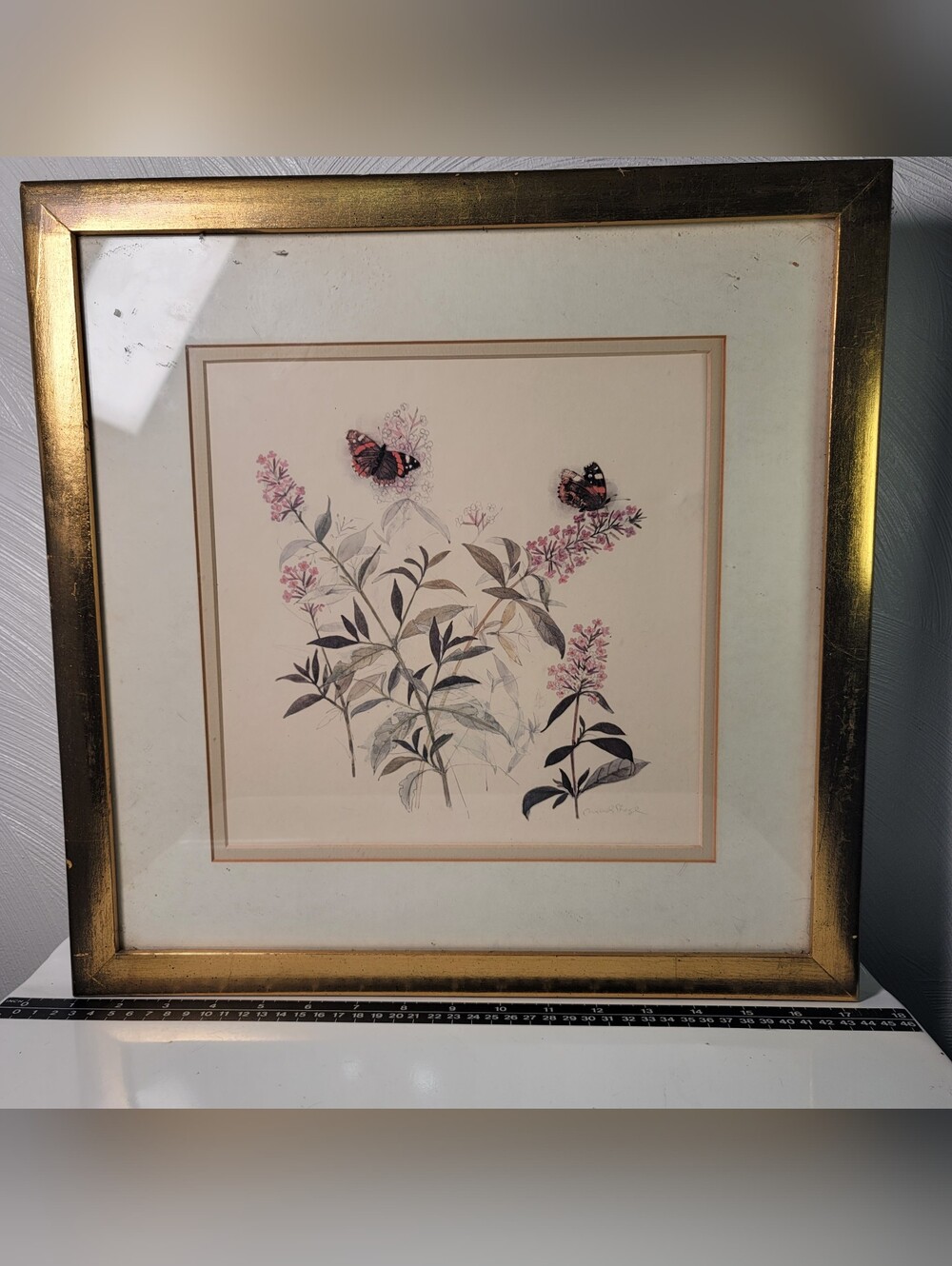 Vintage. Mads Stage WaterColor Red Admiral Butterflies On Buddleja Print